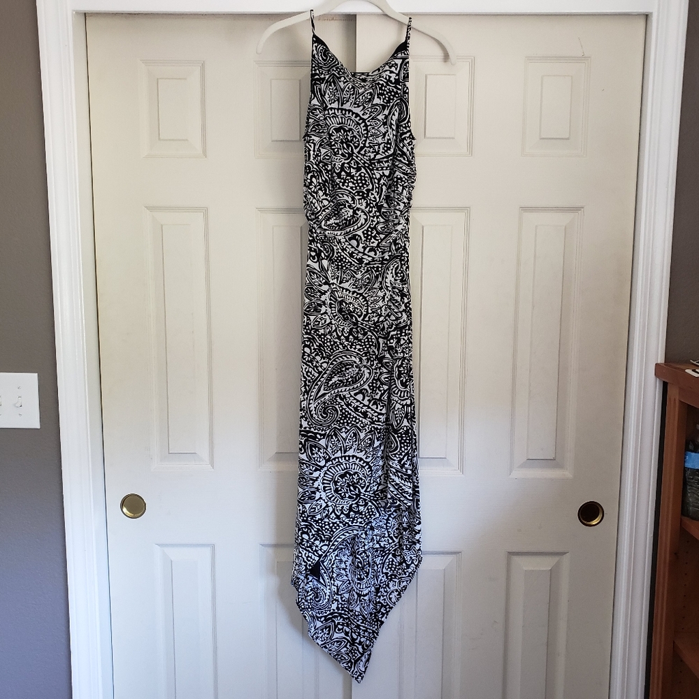 David Meister Paisley Asymmetrical Dress